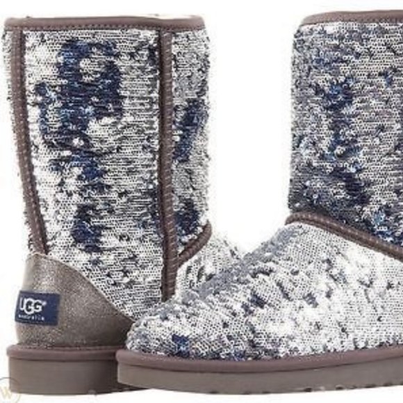 blue sequin boots